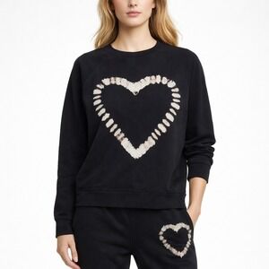 Electric & Rose Black Ronan Tie Dye Heart Sweatshirt Womens Size Medium Raglan